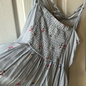 Heritage So dress blue and white stripe floral pattern dress